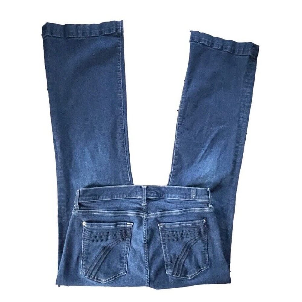 Seven 7 For All Mankind Dojo Flare Stretch Jeans Dark Blue Denim USA 32x32 Women